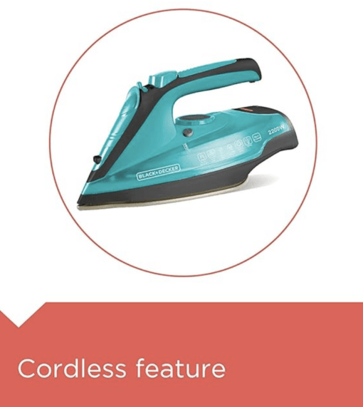 Black + Decker Bxir2201In 2200-Watts Cordless Steam Iron Press With Auto Shut Off&Non-Stick Ceramic Sole Plate Coating|Anti-Drip Feature With 350 Ml Water Tank|2 Year Warranty (Green) - Image 3
